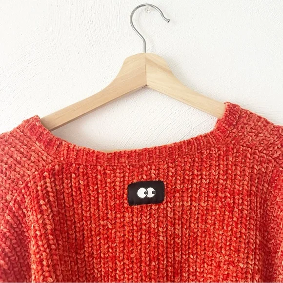 Lazy Oaf Red V-Neck Sweater Cardigan - Picture 3 of 6